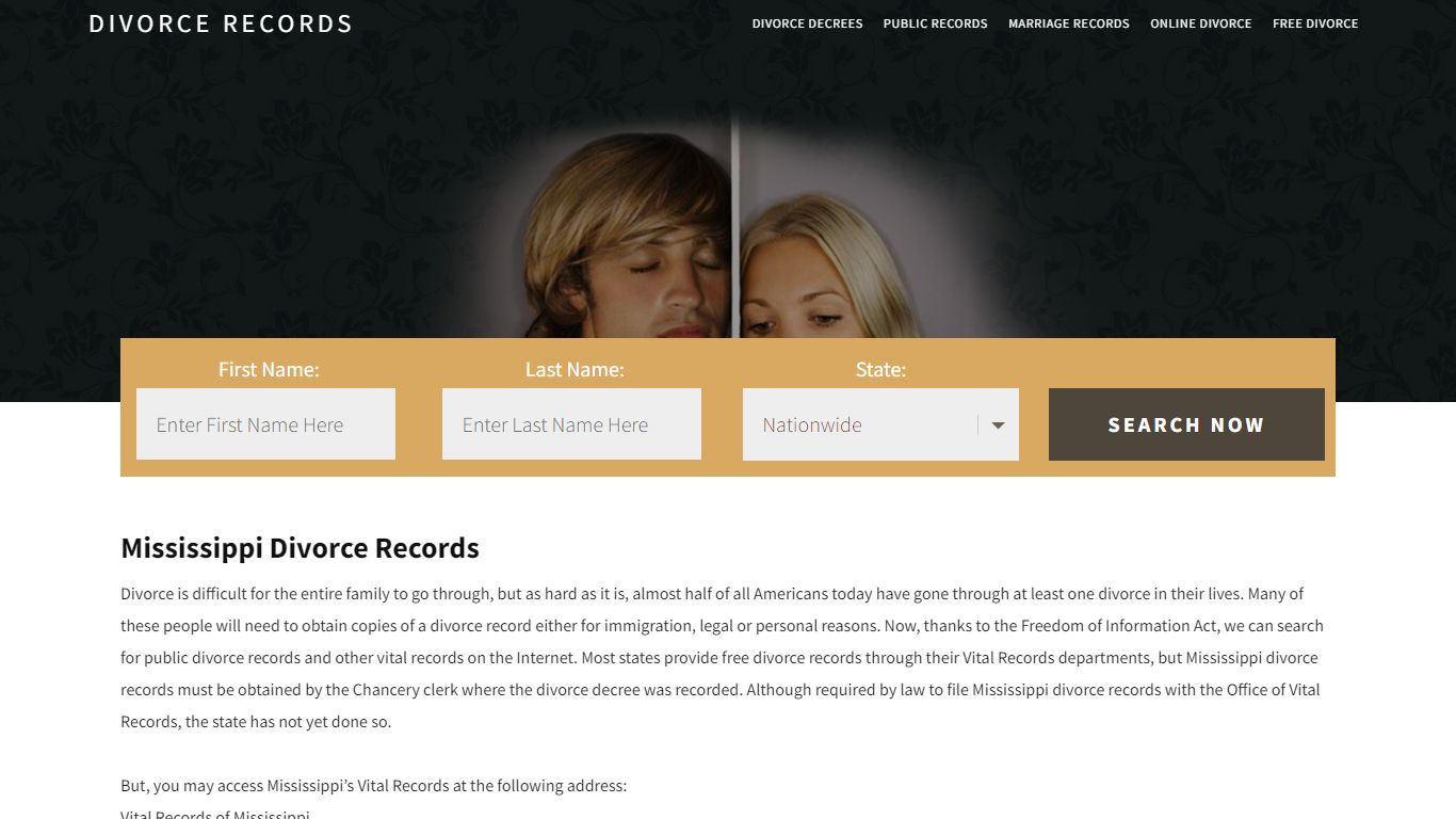 Mississippi Divorce Records | Enter Name & Search | 14 Days FREE